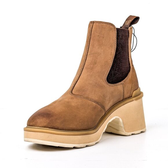 Sorel Women Hi-Line Heel Chelsea Brown Leather Waterproof Ankle Boots size 8.5 - Picture 3 of 9